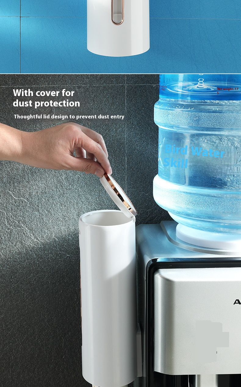 Wall-Mounted Paper Cup Dispenser – One-Touch Automatic Cup Holder For Offices & Cafés (Gold/Matte/Single/Dual Tubes, 6 Colors)_voghion.com
