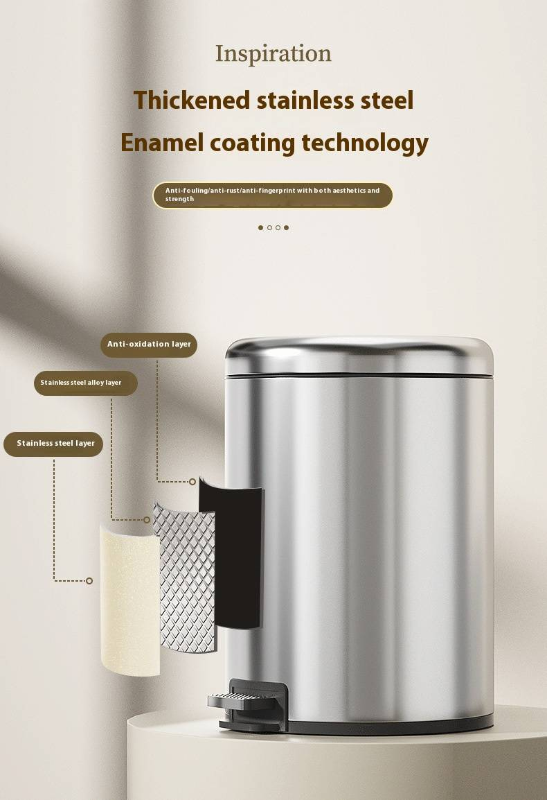 Pattumiera in acciaio inox con coperchio - Capacità 13L/10L/6L, pedale, controllo degli odori, design moderno per cucina, bagno e soggiorno_voghion.com