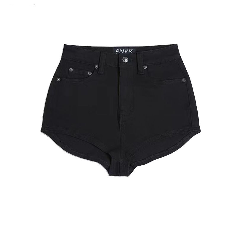 Short en jean taille haute à fleurs croisées peintes à la main, style vintage, en coton vieilli, pour femme, streetwear, mode_voghion.com