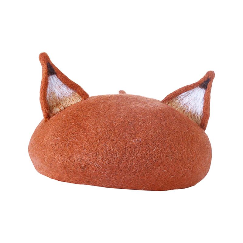Neuheiten Fuchs Maler Hut Atmungsaktiv Dekorationen Mode Winter Filz Kappe Dame Französisch Baskenmütze für Reise Weihnachten Urlaub Mädchen_voghion.com