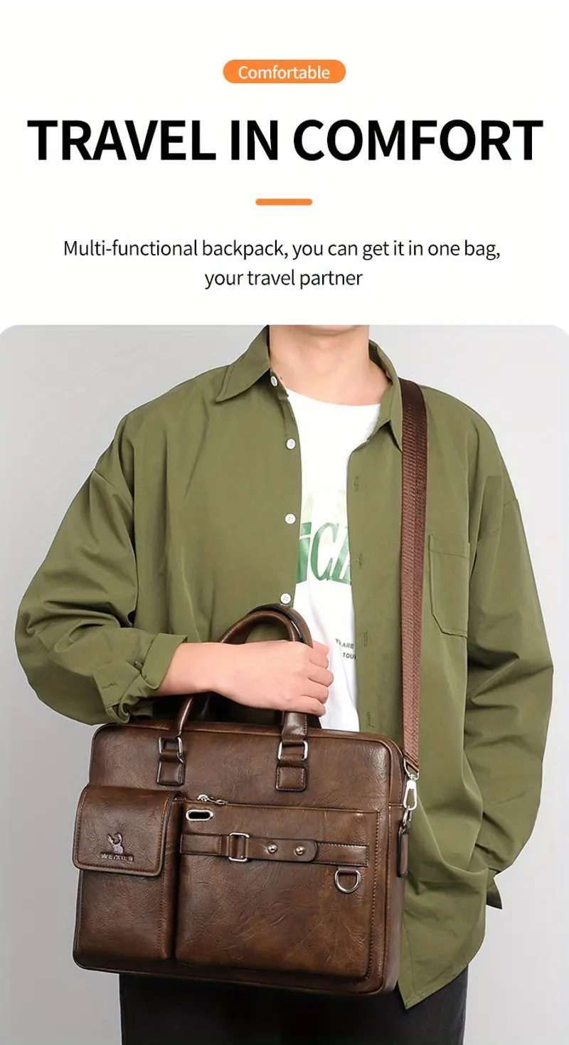 Sac à main d'affaires de luxe léger sac à bandoulière pour ordinateur de voyage d'affaires de grande capacité pour hommes sac à bandoulière en cuir imperméable pour hommes_voghion.com