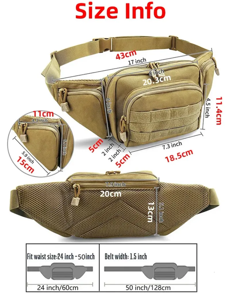 Tactical Waist Pack Outdoor Hiking Bag Running Sports Functional Cycling Bum Multifunctional Tool Shoulder 250806_voghion.com