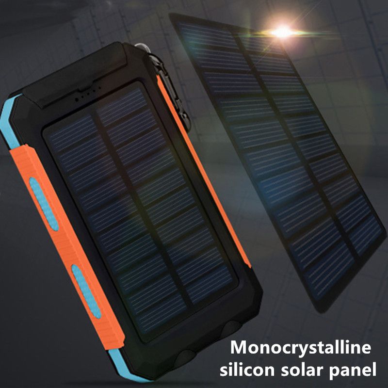 Strong Waterproof With LED Light, 20,000 MAh, Compass, Solar Power Bank For Mobile Phones, USB Interface_voghion.com