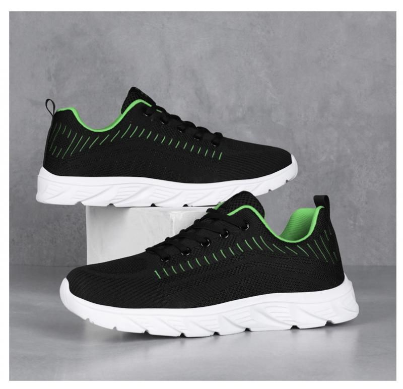 Zapatillas de deporte de punto con cordones de moda para hombre, calzado informal para correr, caminar, hacer ejercicio al aire libre_voghion.com