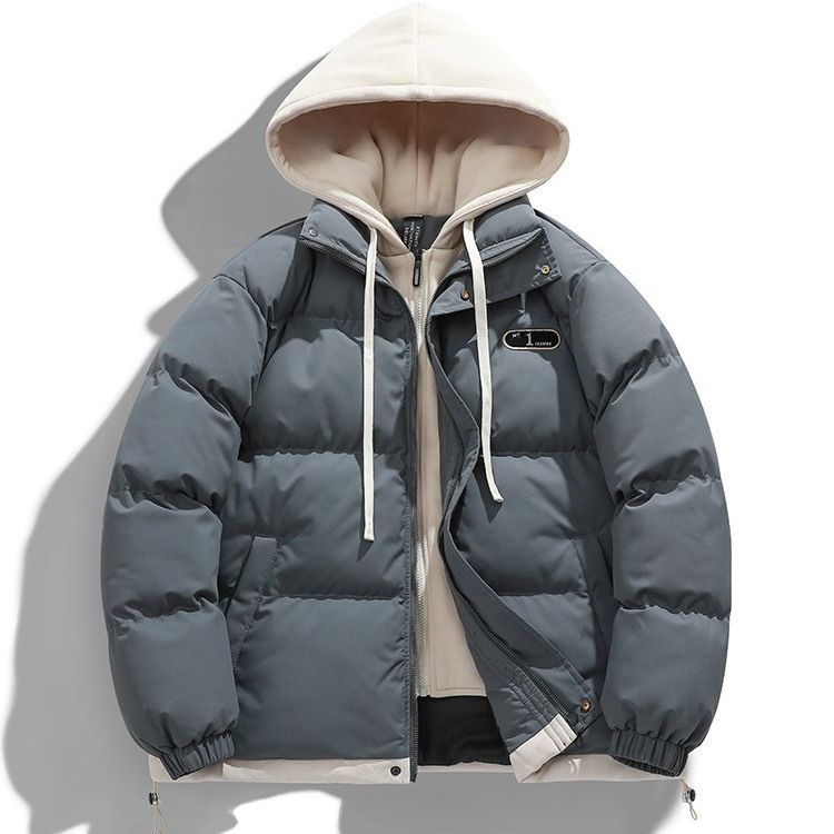 Gefälschte zweiteilige Baumwoll-gefütterte Mantel Herren lose bonbonfarbene warme Baumwoll-gefütterte Jacke Herren Winterjacke vielseitig_voghion.com