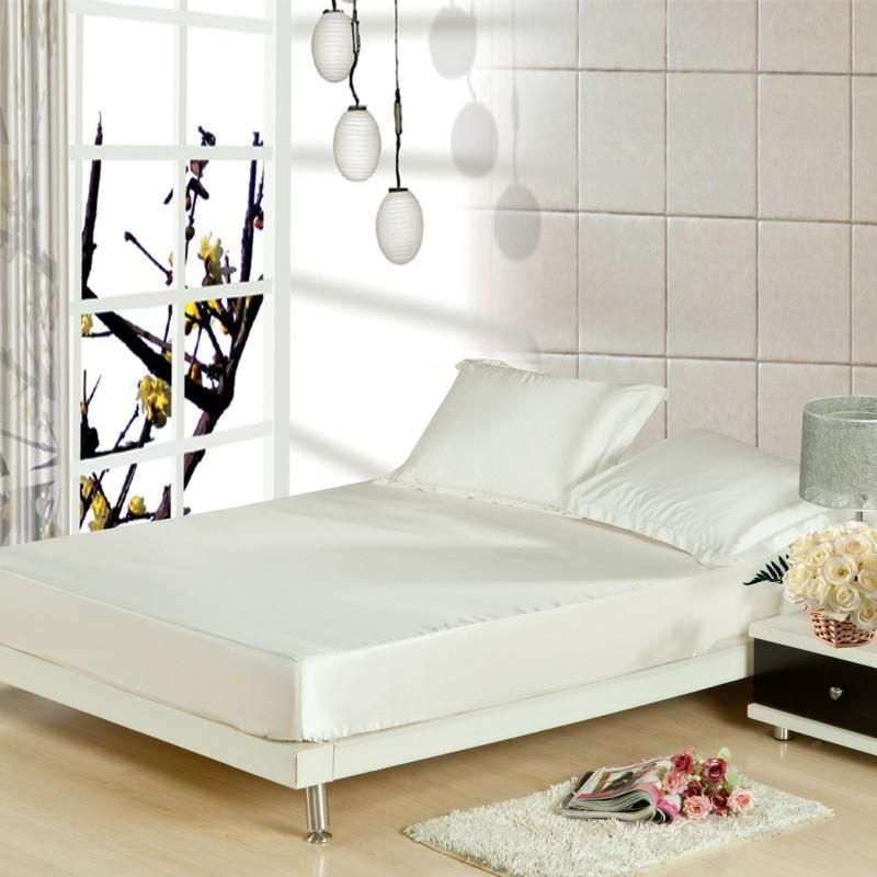 Drap de lit en satin soyeux de couleur unie Simmons Cover 1 pièce_voghion.com