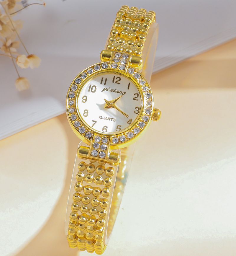 Dammemodesch All-Match Diamant Stolband Digital Zifferblat Diamant Blummenarmband Set 3 Stéck/Set_voghion.com