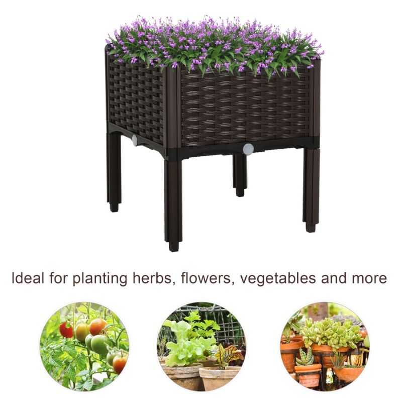 Piece To Raised Grow Box Planter SelfWatering Garden With Flowers Legs Vegetables Raised 1 Bed Herbs Bed Brown_voghion.com