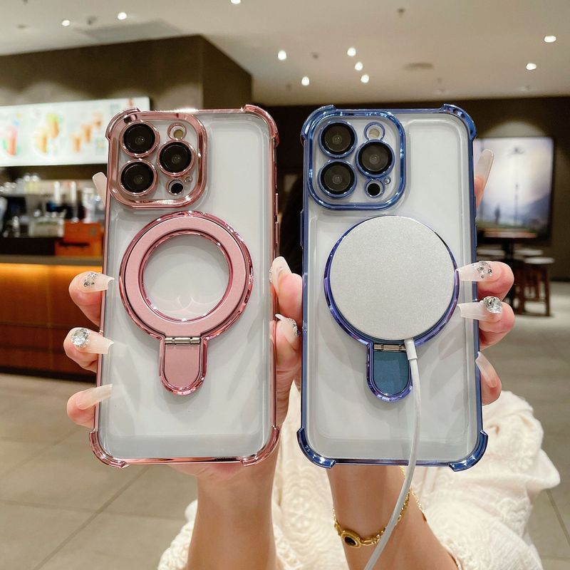 Telefoonhoesje & hoesjes Galvaniseren Vierhoeken Metalen Magnetische Beugel Geschikt voor iPhone 16 Mobiele Telefoonhoesje Airbag Anti-Val Beschermhoes 11_voghion.com
