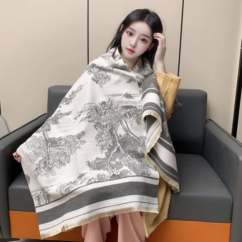 Neu für Damen Winter 2025: Doppelseitiger, langer, schlichter, vielseitiger, warmer Schal/Halstuch für reife Damen, in Schwarz und Weiß erhältlich._voghion.com