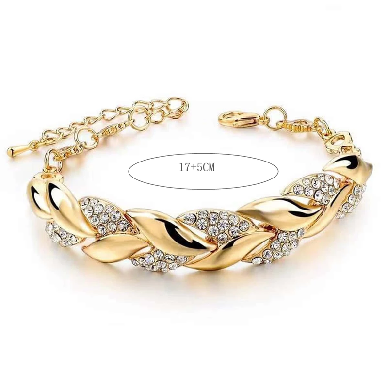 Bracciale Hip Hop da donna con foglia, in oro, intrecciato, con ciondolo in pietra di cristallo brillante, elegante, regolabile, con catena, gioielli per tutti i giorni_voghion.com