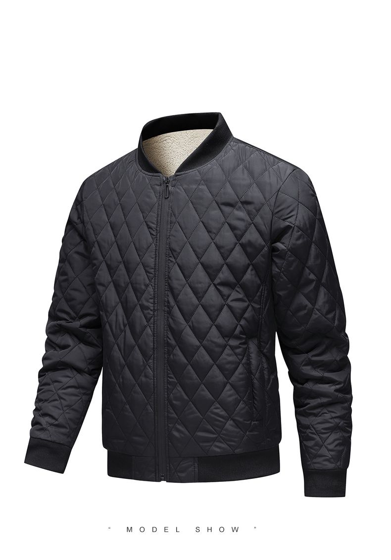 Suministro transfronterizo de ropa acolchada de algodón grueso y apilada para hombre, nueva ropa cálida de algodón rombo para béisbol, otoño e invierno._voghion.com