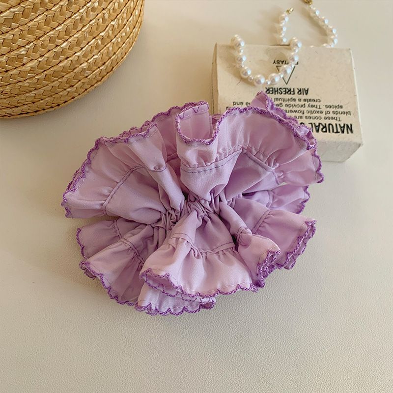 Pacco di capelli viola dolce doppio pizzo per ragazze stile coreano, elastico per capelli con corda_voghion.com