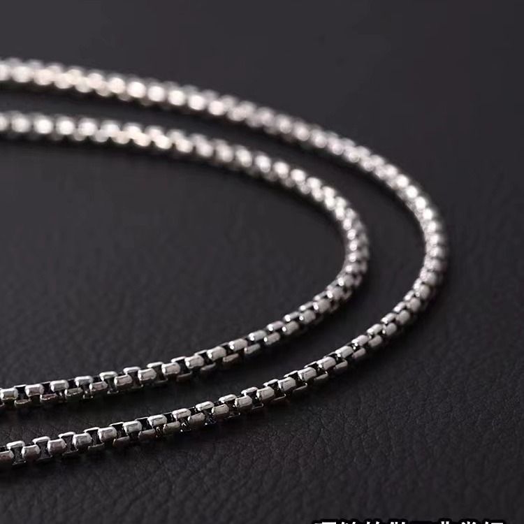 Collana con ciondolo a forma di scatola rotonda minimalista in argento S, edizione coreana, stile corto, con catena e senza ciondolo_voghion.com