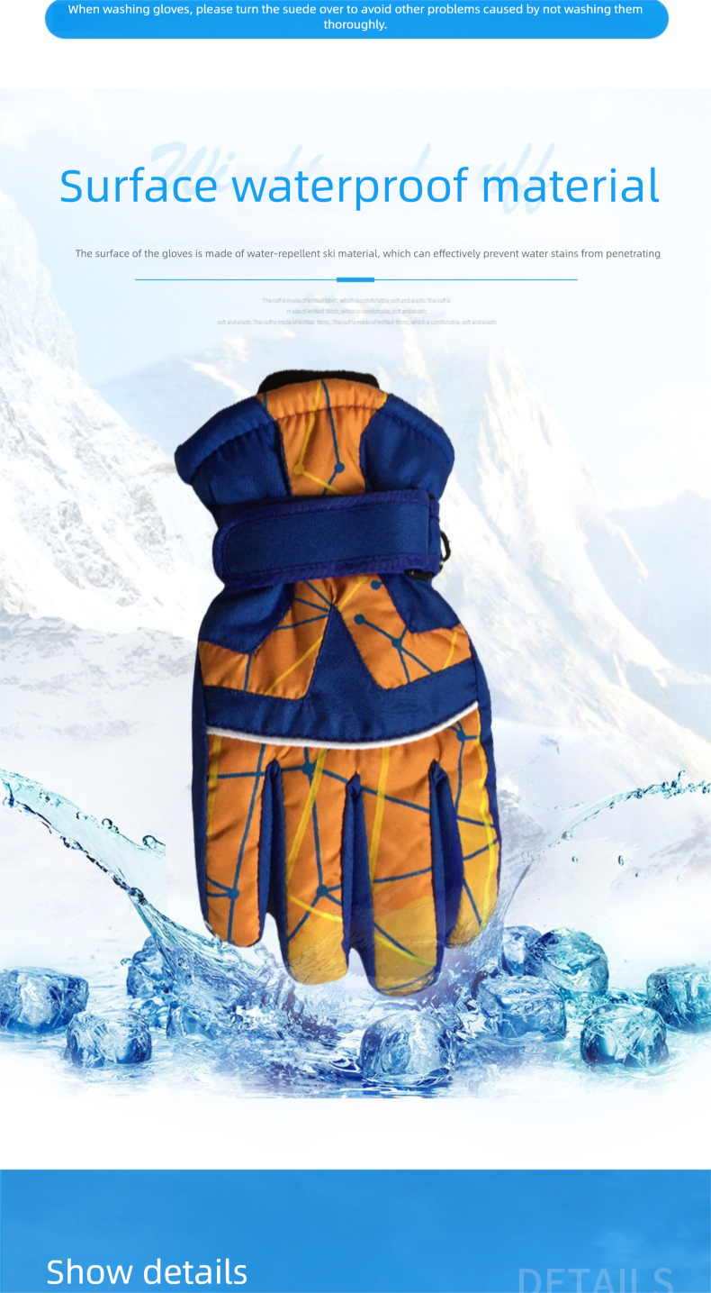 Guantes de invierno premium para niños, a cuadros, para deportes al aire libre, impermeables, resistentes al frío, cálidos, con forro polar, para esquí y ciclismo._voghion.com