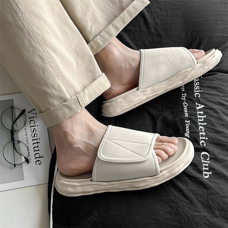 Unschlagbare Qualität 2025 Neue Sommeroberbekleidung Trendy One Line Drag Velcro Hausschuhe für Männer und Männer, rutschfeste Jugendstrandsandalen_voghion.com