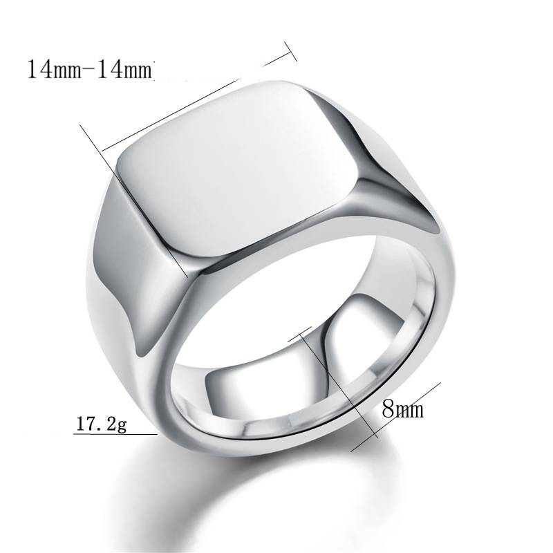 Square Titanium Steel Ring for Men Punk Biker Blank Statement Rings Polishing Father's Ring for Dad Husband_voghion.com
