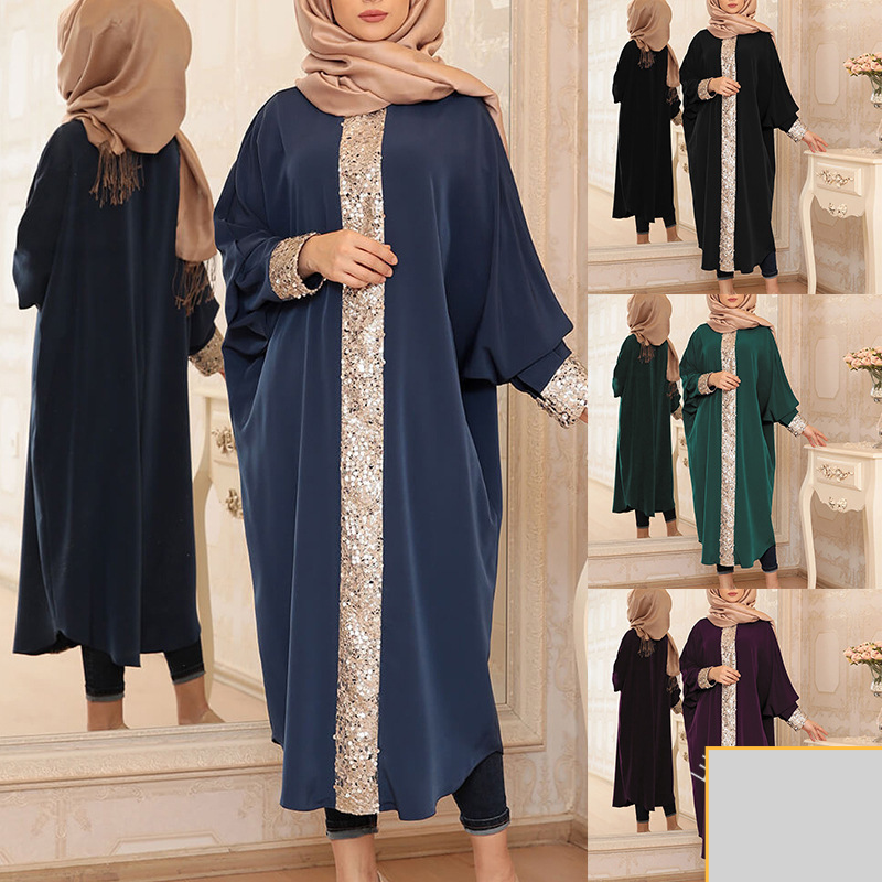 Women's Clothing Muslim Middle East retro print loose pullover large size dress_voghion.com