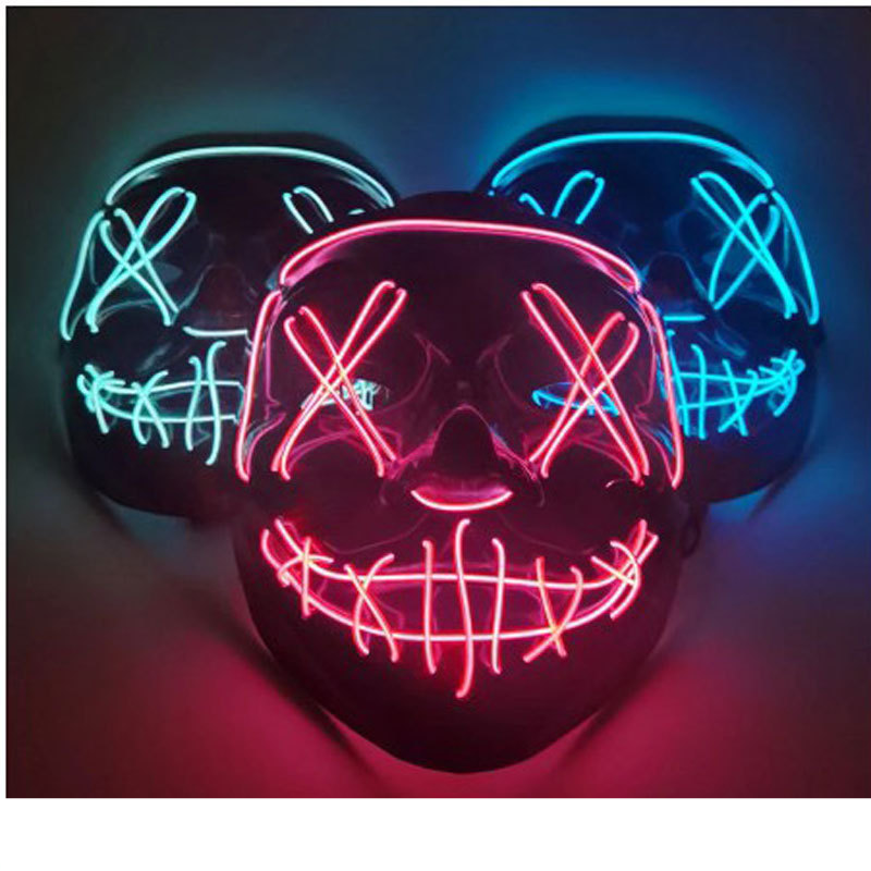 Halloween hideg fény LED Halloween maszk maskara party horror szellem maszk_voghion.com