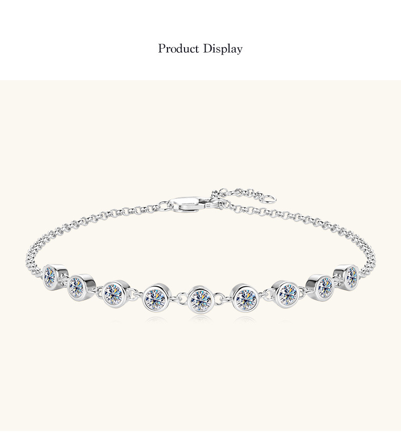 Bracciale con moissanite, temperamento alla moda, per donna, regalo per San Valentino, fidanzata, in argento sterling, gioiello da mano._voghion.com