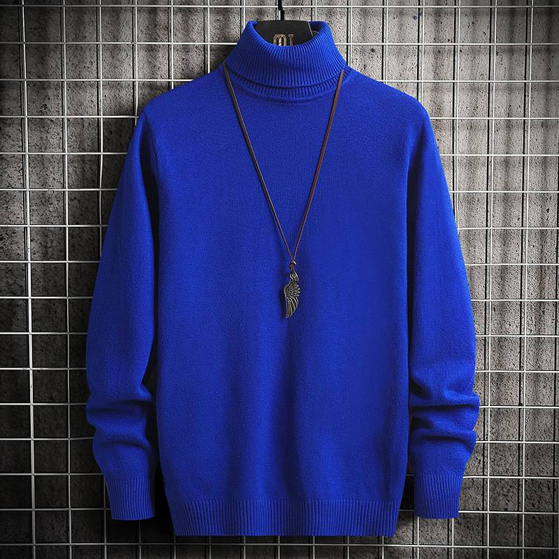 Abbigliamento maschile Autunno e inverno Collo alto Collo mezzo alto Slim Fit Plus Velluto Spesso Caldo Intimo Maglia Base Maglione di lana_voghion.com