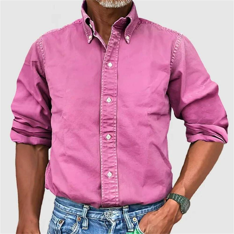 Chemises à manches longues à simple boutonnage de couleur unie pour hommes de la mode européenne-américaine printemps 2025 S-5XL_voghion.com