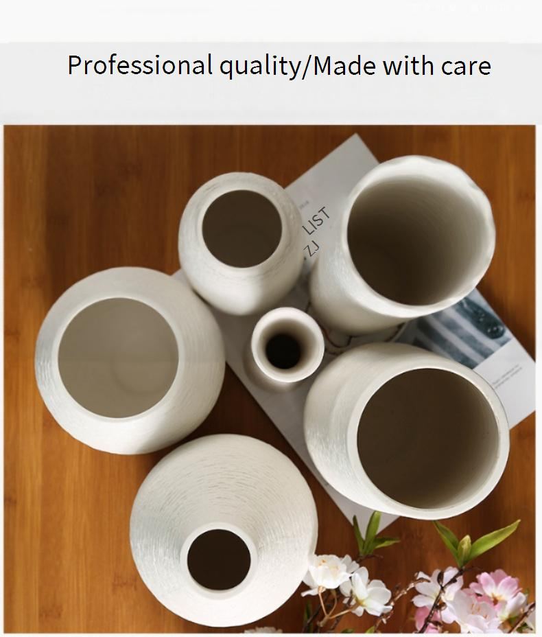 Jarrones de cerámica blanca con adornos de flores secas, modernos, sencillos y literarios, para sala de estar, decoración creativa para el hogar._voghion.com
