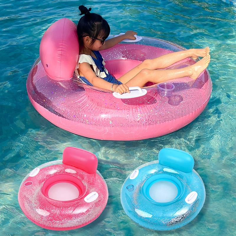 Aufblasbarer Glitzer-Sitzschwimmer mit Rückenlehne und Griffen – Schwimmliege für Pool, See und Strand (Trenddesign)_voghion.com
