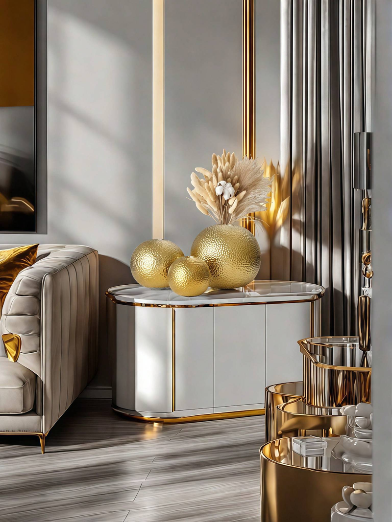 1 vase en céramique à surface dorée avec boule à pois, idéal pour les décorations de scène de style luxueux et léger, les compositions florales_voghion.com