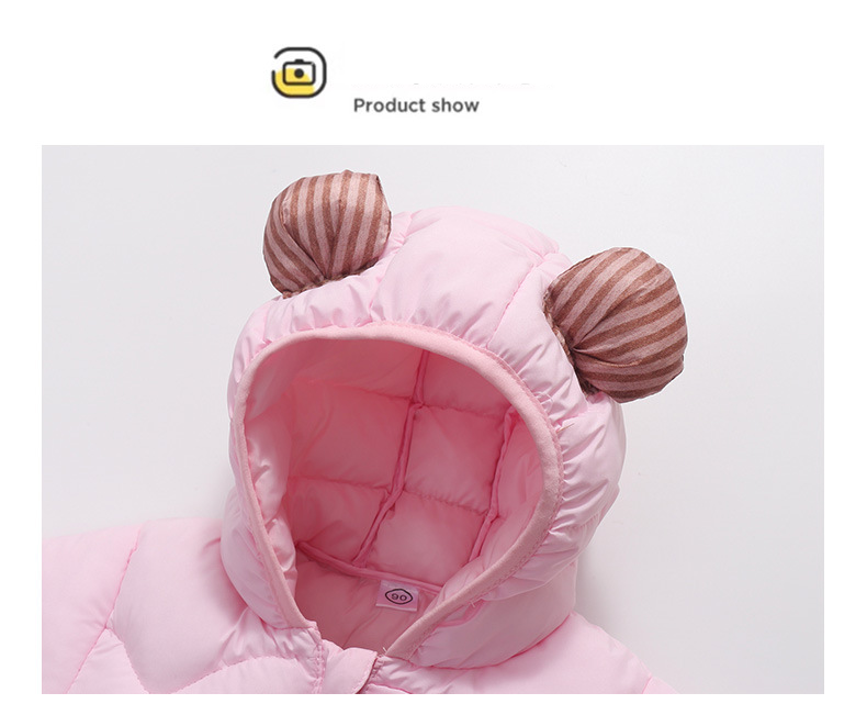 Chaqueta acolchada de invierno con capucha para niños y niñas - Abrigo suave y cálido relleno de poliéster (90-130 cm, rosa/verde claro/caramelo/beige)_voghion.com