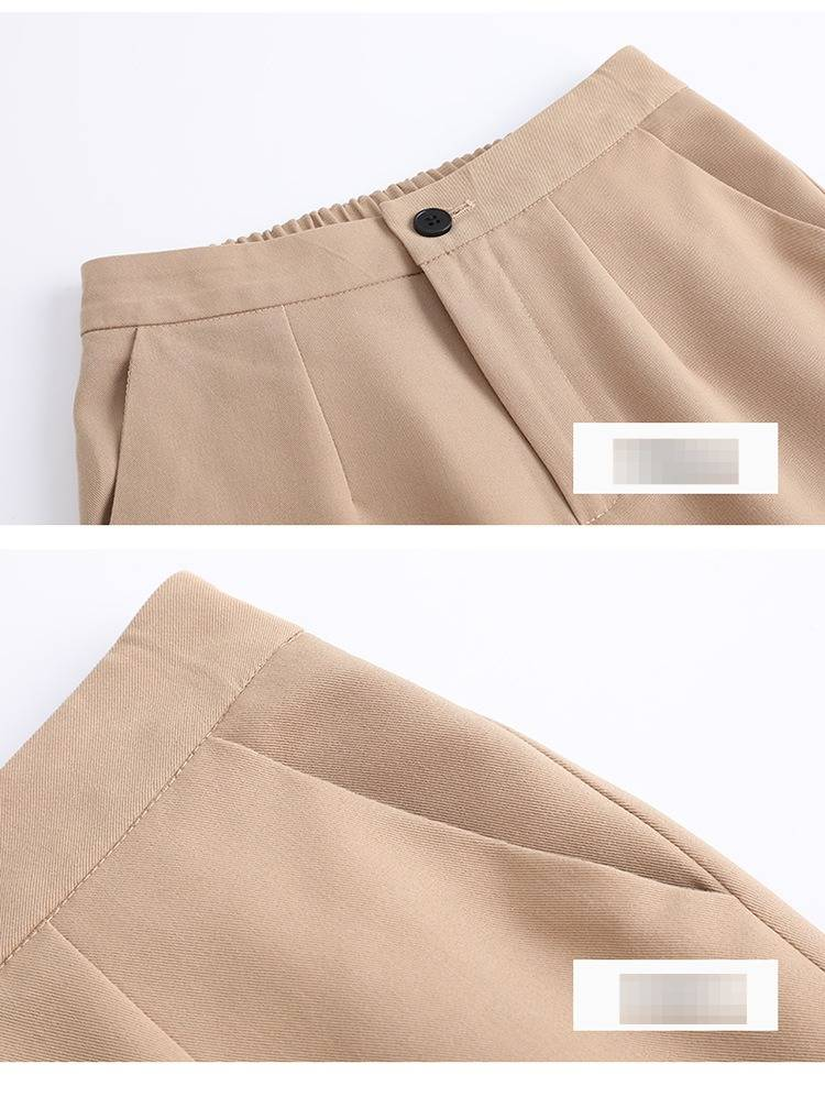 Khakifarbenes Anzug-Set für Damen – Professioneller Blazer und Hose für die Büroarbeit, herbstliche Business-Kleidung mit Stretch-Komfort_voghion.com