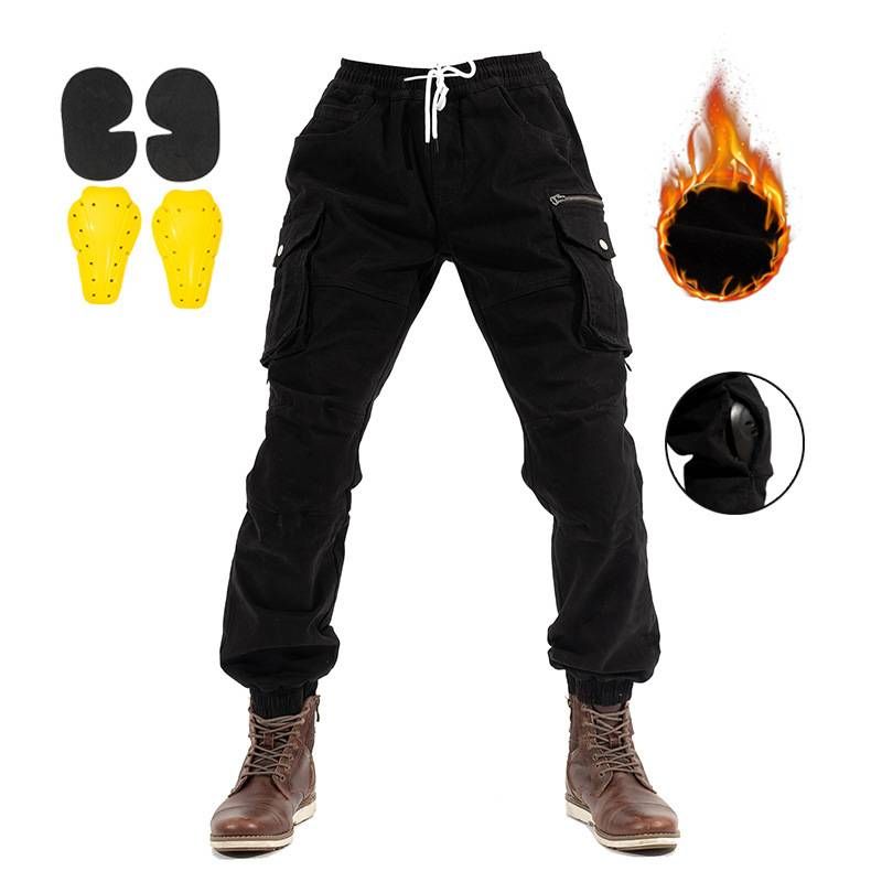 Winter Motorcycle Riding Pants – Thermal Lined, Windproof & Anti-Slip For Men & Women, Adjustable Waist With Cargo Pockets (Black/Grey/Khaki, S-XXXL)_voghion.com