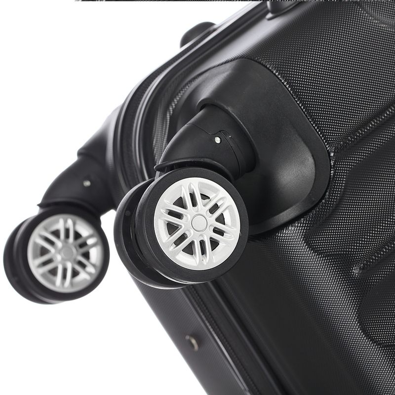 3 Pcs Suitcase Lightweight ABS Carry-on Hand Luggage 4 Spinner Wheels Trolley Case, Black_voghion.com
