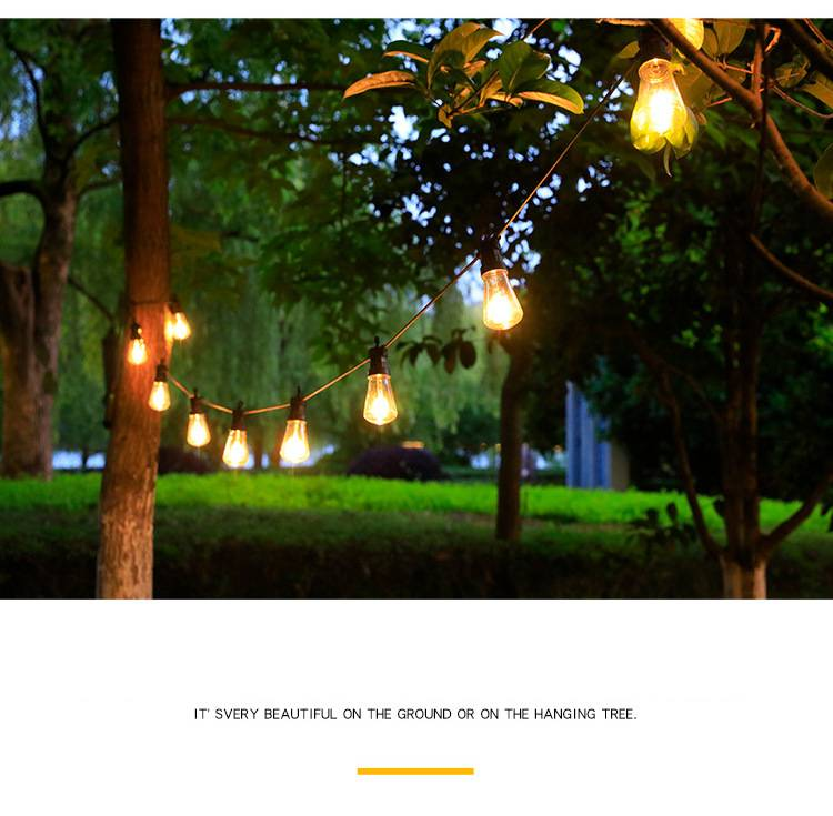 Solar-Powered S14 Camping Lantern String Lights, Outdoor Waterproof IP65, Decorative Tungsten Bulbs For Garden, Patio, Christmas_voghion.com