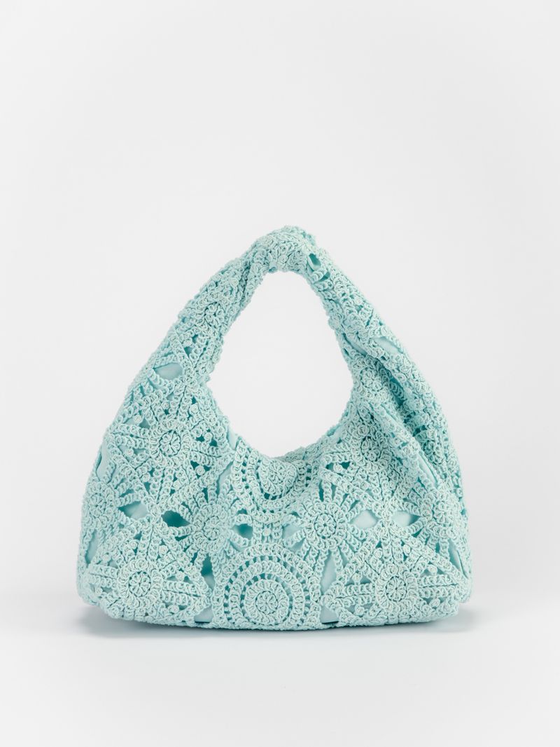 Borsa a tracolla con motivo a ritaglio sotto le ascelle in stile vacanza in pizzo, borsa in filo di cotone all'uncinetto fatta a mano color macaron 2025 Primavera Estate Novità_voghion.com