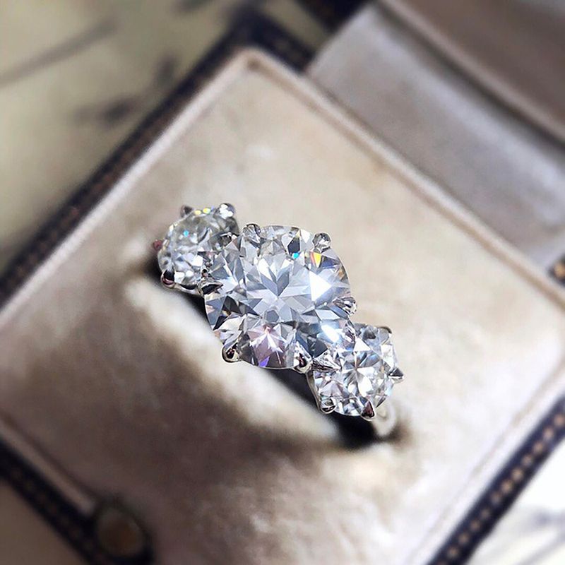 4 Karat Moissanite mat Zertifikat Sterling Sier Brilliant Cut Lab Diamant Verlobungsring Hochzäitsband fir Fraen_voghion.com