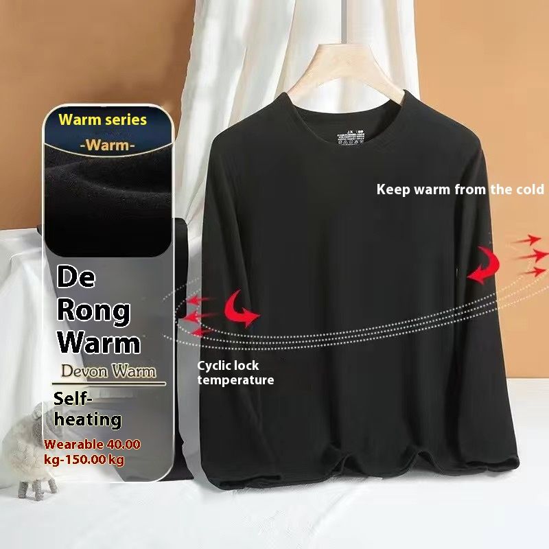 Conjunto de ropa interior térmica de cuello semi alto alemán de doble cara para hombres con franela gruesa y ajuste ceñido resistente al frío_voghion.com