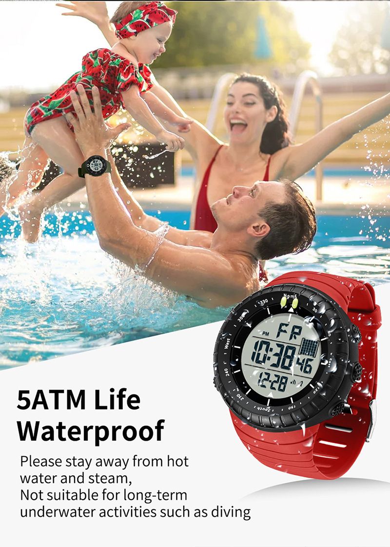 Large Dial Digital Sports Watch With Night Light, Waterproof, Alarm, Stopwatch, And Multi-Function Men Women Luminous Alarm Clock Multi Function Watch_voghion.com