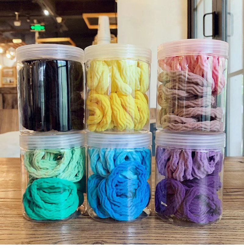 Anello per capelli coreano di alta qualità con colori sfumati e infilati, elastico, senza cuciture, spesso, non danneggia la testa dell'elastico per capelli_voghion.com