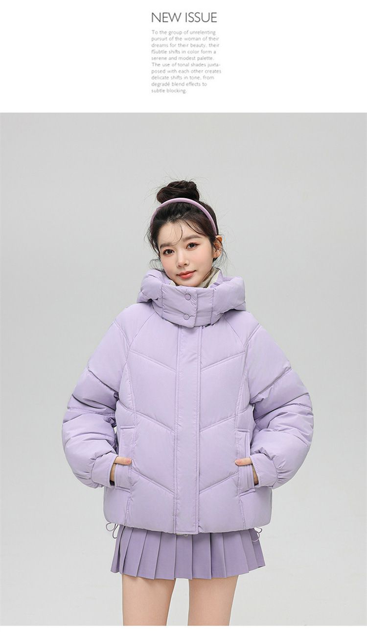 Cotton padded women's 2024 autumn and winter new Korean version short, thick down jacket, small, loose, contrasting_voghion.com