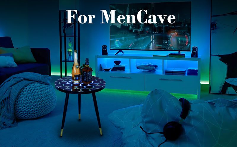 Innovative Touch-Sensitive Coffee Table, LED Illuminated End Table, Game room table, Lighted Side table_voghion.com