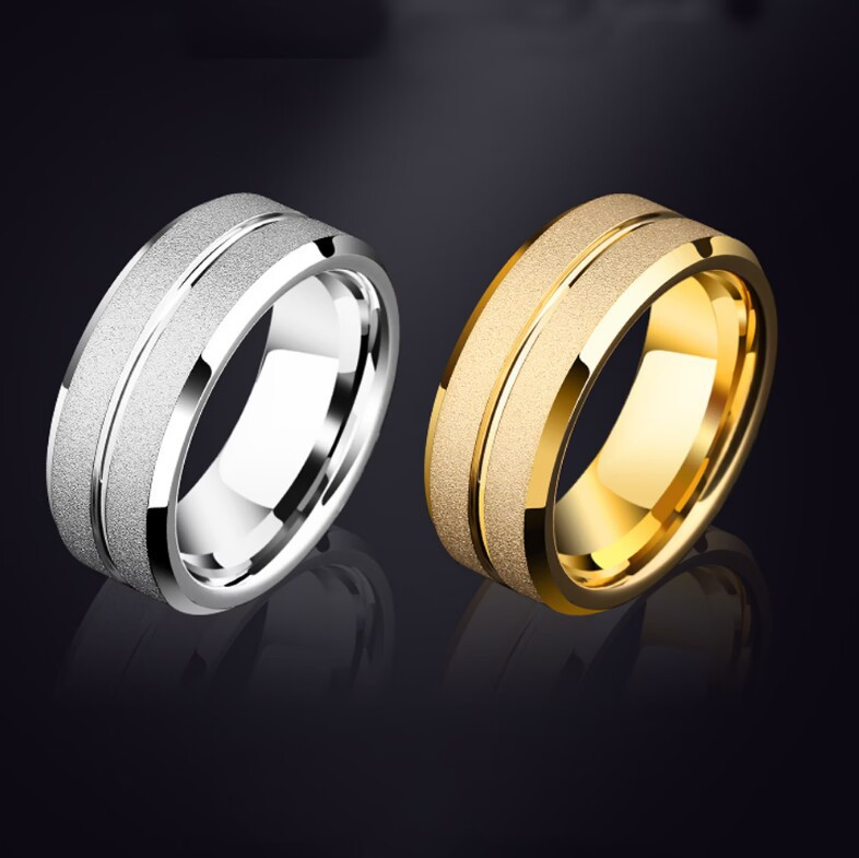 Nuovi accessori popolari: anello di coppia satinato a linea singola in acciaio inossidabile, anello in acciaio al titanio europeo e americano, gioielli fatti a mano in versione coreana_voghion.com