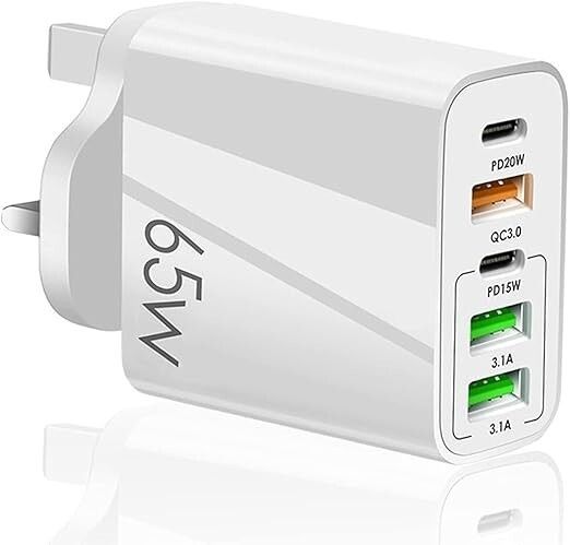 65W Schnellladegerät UK-Stecker Schnelles Wandladegerät Netzteil 5 Port USB-C PD Typ C_voghion.com