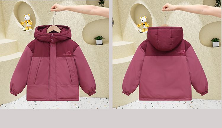 Winddichte Kinderjacke mit Fleecefutter und Kapuze, Outdoor-Sportmantel für Jungen und Mädchen (Schwarz/Lavendel/Armeegrün/Braun/Rot), 120–160 cm_voghion.com