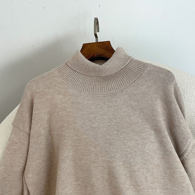 Damenbekleidung Heißer Verkauf Damen Herbst und Winter neuer verdickter hochgeschlossener lockerer Strickpullover mit abnehmbaren Manschetten aus echtem Fuchs_voghion.com