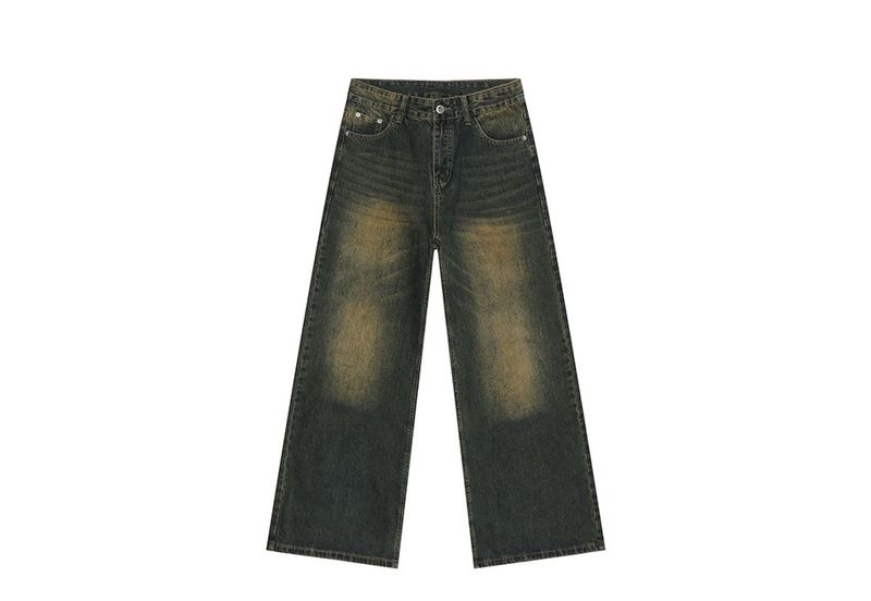 EF JEANS | 2025 Spring New Hong Kong Style Fashion Old Retro Casual Versatile Drape Floor Mopping Jeans_voghion.com