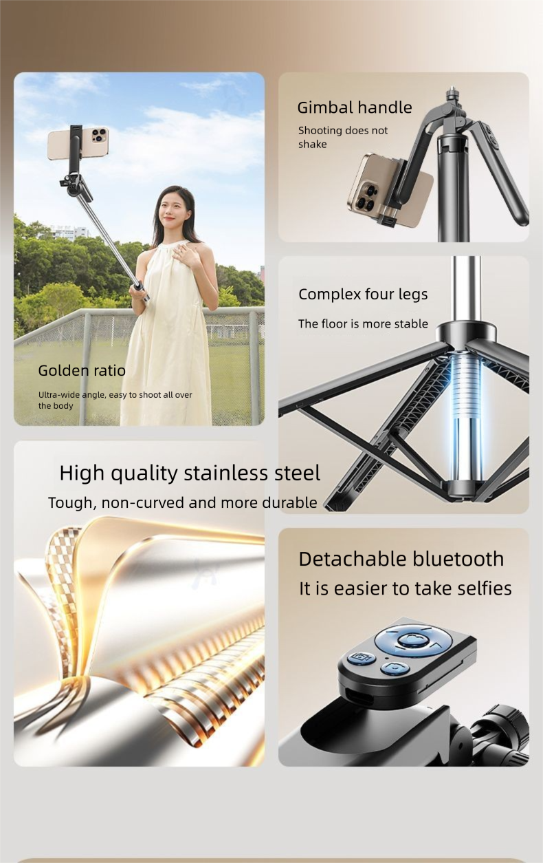 Shenzhou Selfie Stick Tripod 1.8m Handheld Anti-Shake Gimbal Phone Live Streaming Remote Control Portable Floor_voghion.com