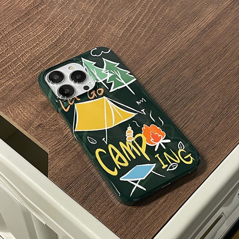 【 1637 Ljudska kolekcija 】 Tamnozelena kamperska grafiti maska za telefon 14, tvrda folija za iPhone 13, sjajna folija za ProMax 12_voghion.com