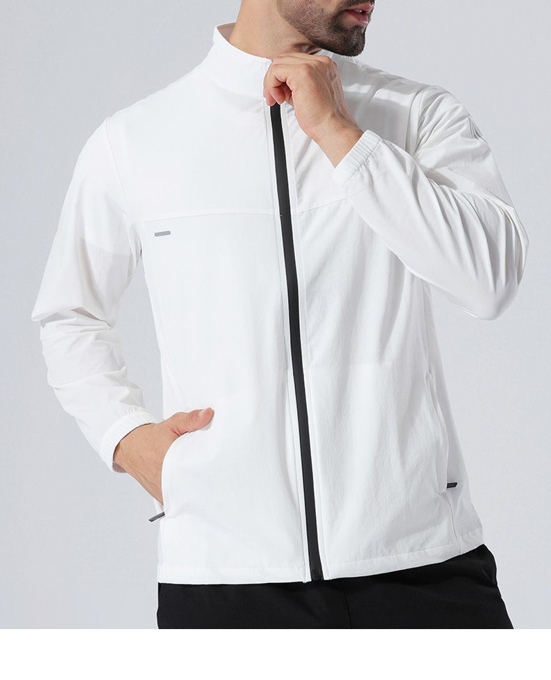Schnelltrocknende Laufjacke für Herren – Atmungsaktive Langarm-Workout-Jacke mit Reißverschluss für Fitnessstudio und Wandern (M-4XL) – Leichte Trainings-Windjacke aus Nylon_voghion.com