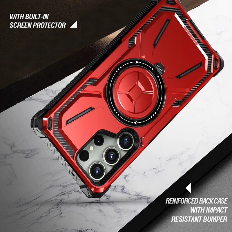 Bananq Magnetische drehbare Standhülle für Samsung S24 S23 S22 S21 Ultra Plus für Magsafe Wireless Charge, stoßfeste Abdeckung_voghion.com